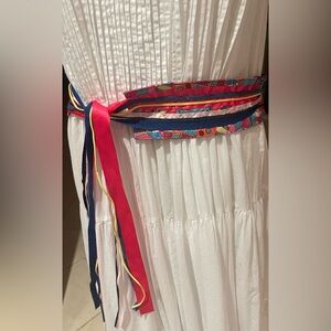 Vintage multi color hand made bohemian tie belt 31” long 3”wide 18” Tassel/ties